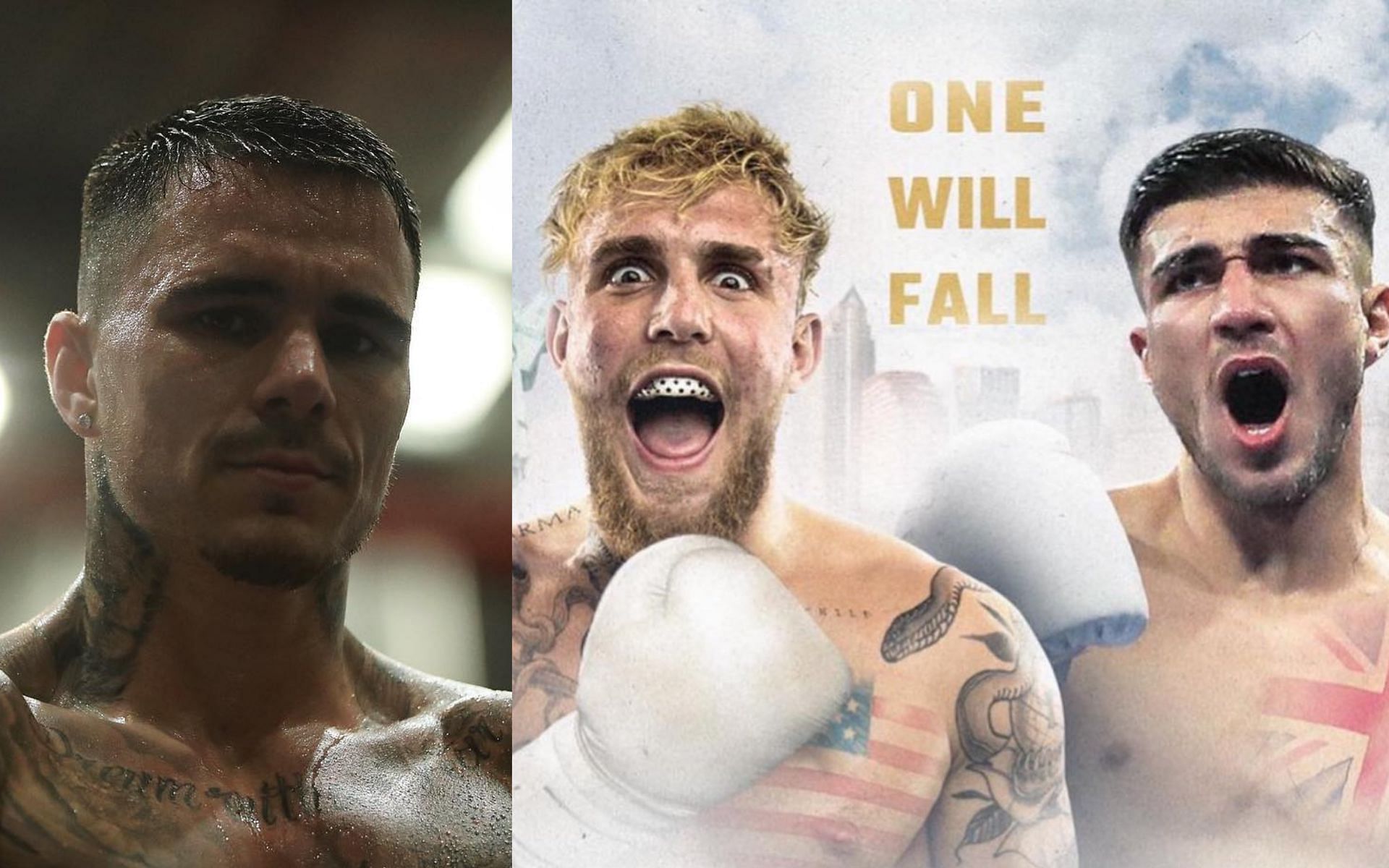 George Kamboso Jr. (Left), Jake Paul vs. Tommy Fury official poster (right) [Credits: @georgekambosojr, @jakepaul via Instagram]