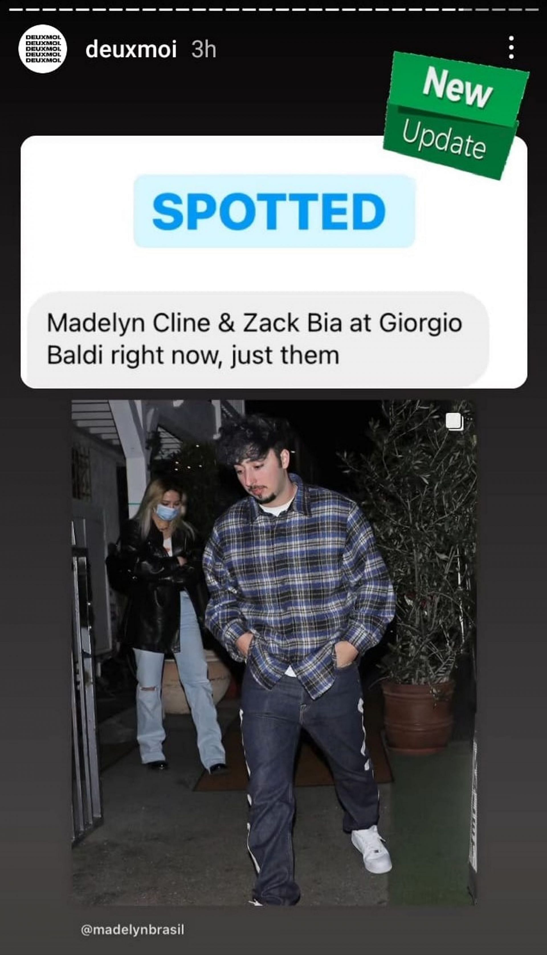 Madelyn Cline along with Zack Bia in Santa Monica (Image via deuxmoi/ Instagram)