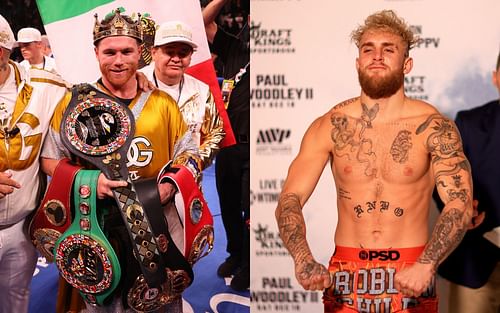 Boxing great Canelo Alvarez (left) and YouTuber-turned-boxer Jake Paul (right)