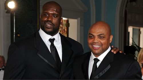 Shaquille O'Neal and Charles Barkley stand side by side for the camera