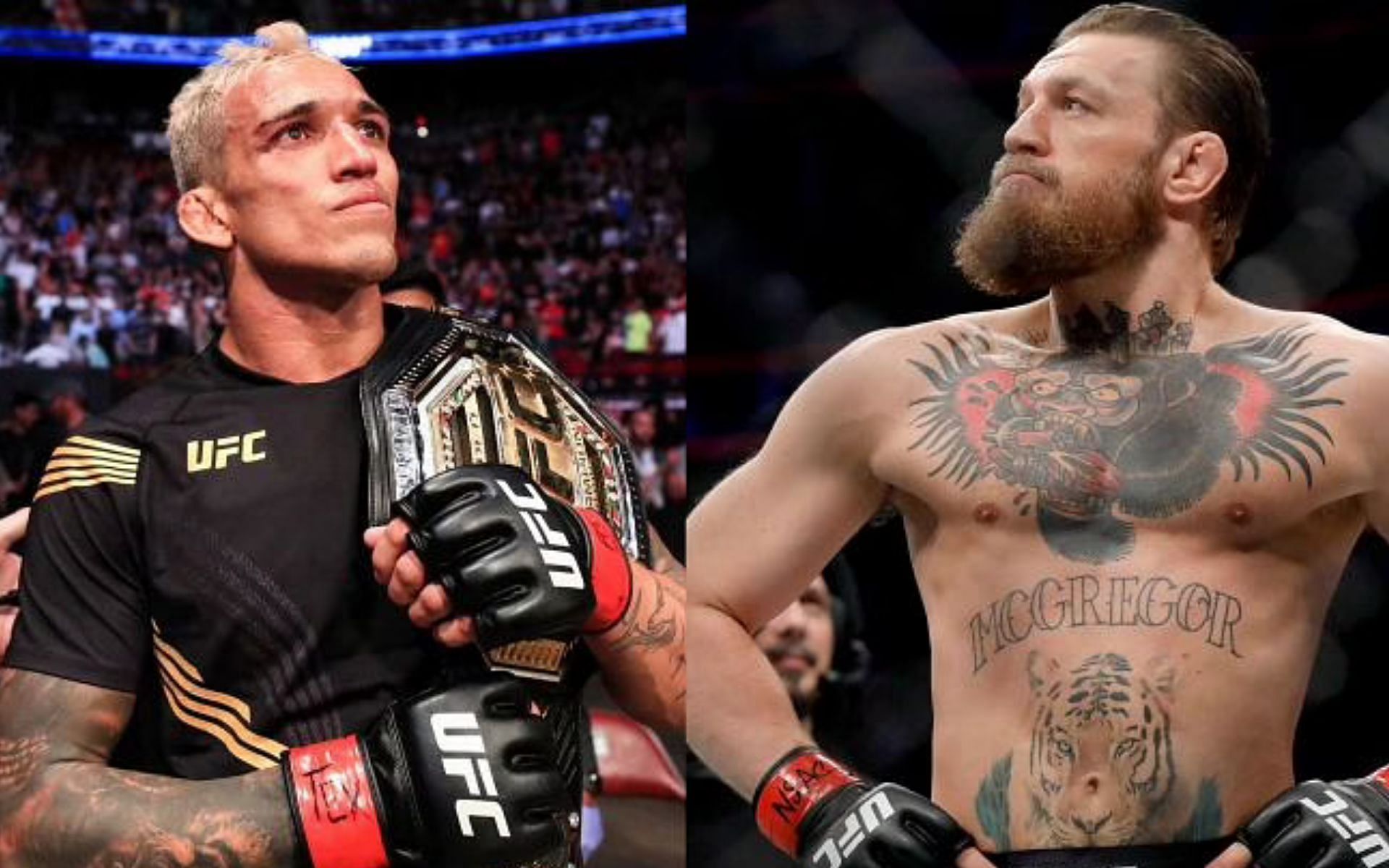 Charles Oliveira (left) and Conor McGregor (right)