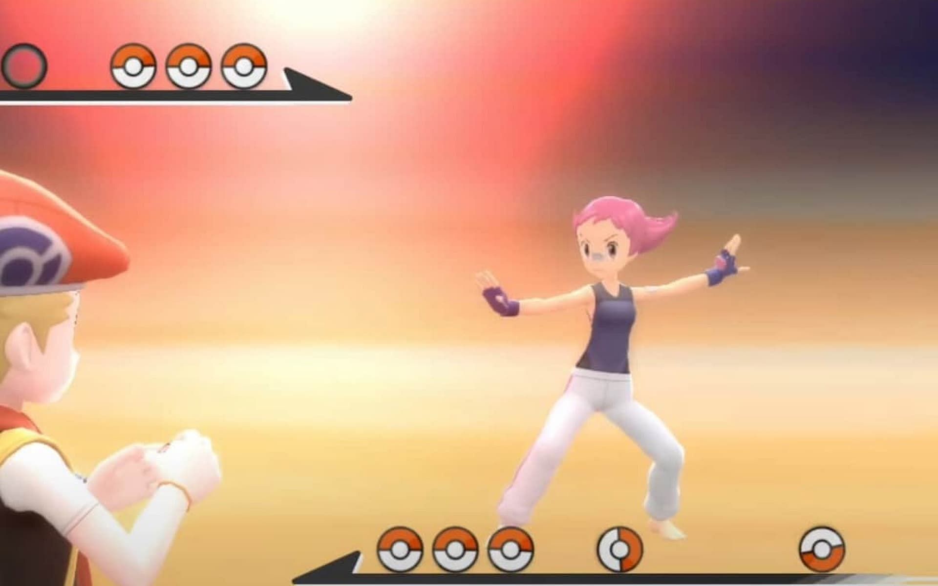 A trainer battling Maylene, the Fighting-type Gym Leader, in Pokemon Brilliant Diamond and Shining Pearl. (Image via ILCA)