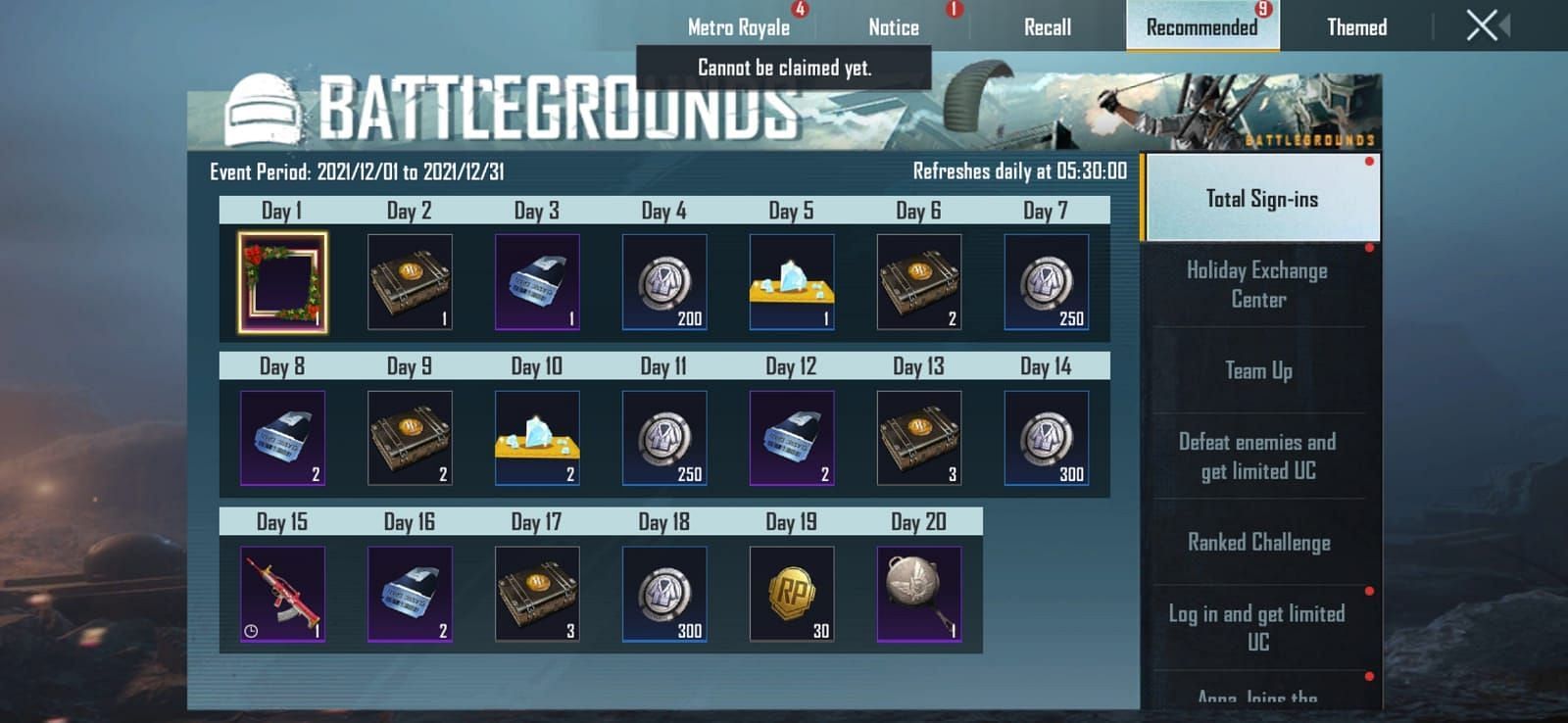 Daily log-in event(Screengrab from game)