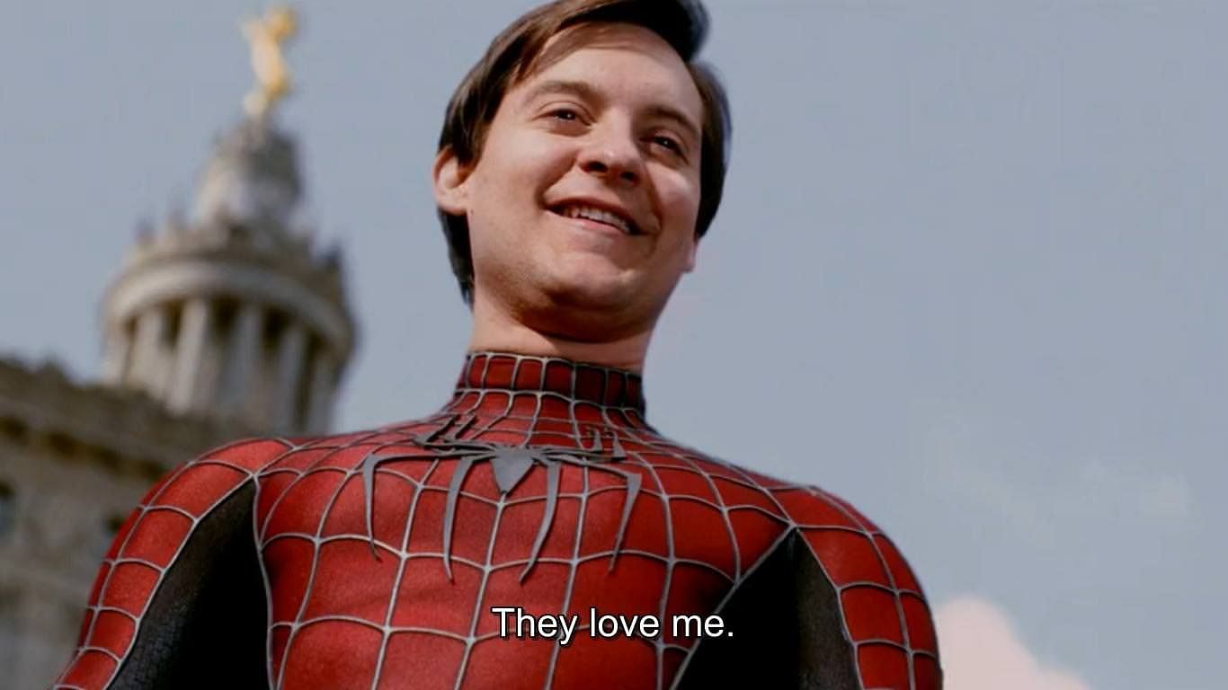 Tobey Maguire in Raimi&#039;s Spider-Man trilogy (Image via Sony Pictures)