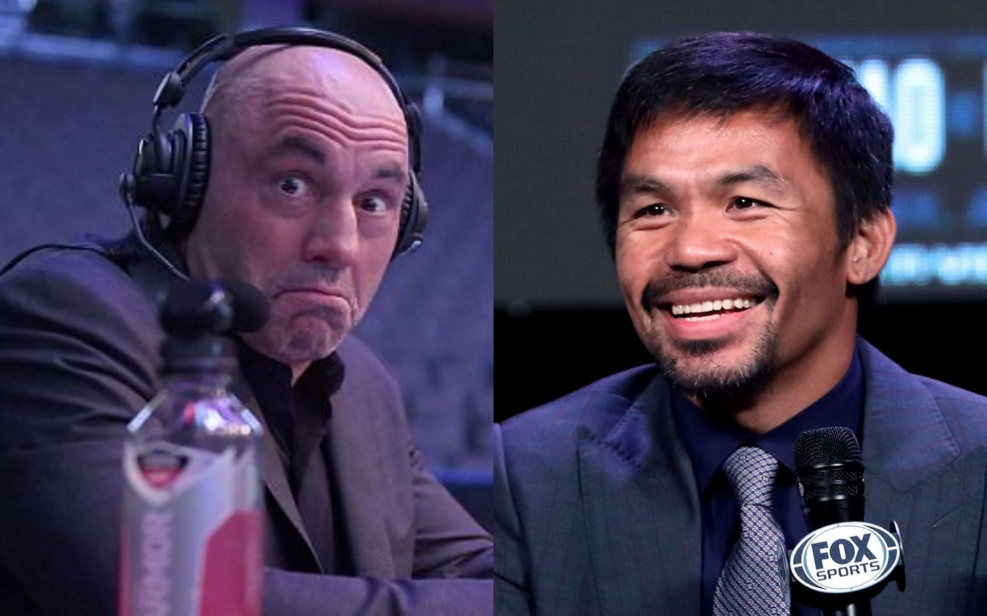 Joe Rogan (left) and Manny Pacquiao (right)