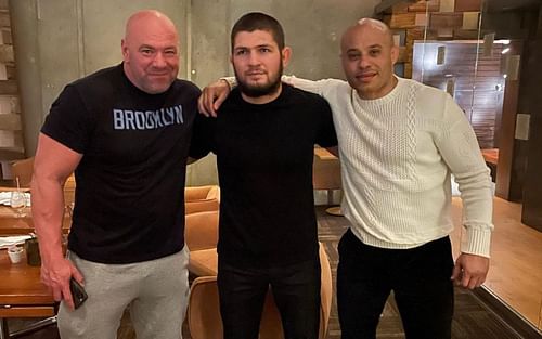 Dana White, Khabib Nurmagomedov, Ali Abdelaziz [Image courtesy: @khabib_nurmagomedov on Instagram]