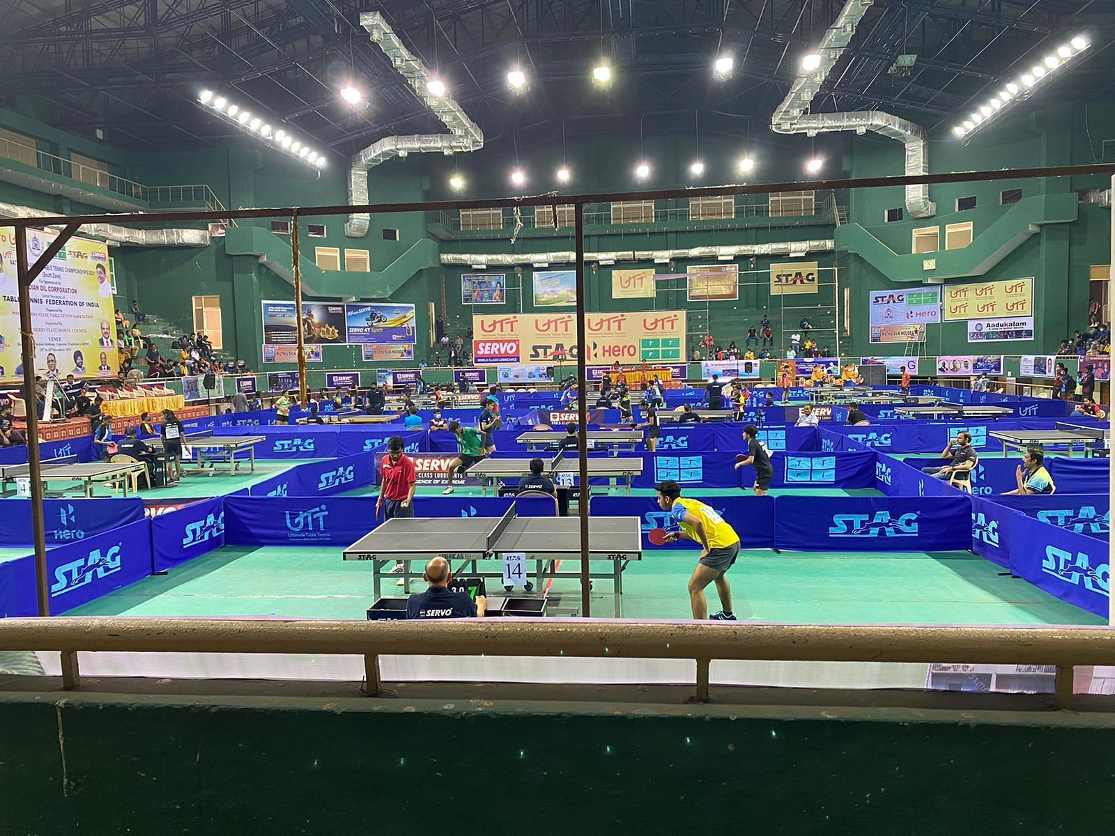 Keerthana Swaminathan keeps a keen eye on the action at the National Table Tennis Championships in Puducherry. (PC: Keerthana Swaminathan)