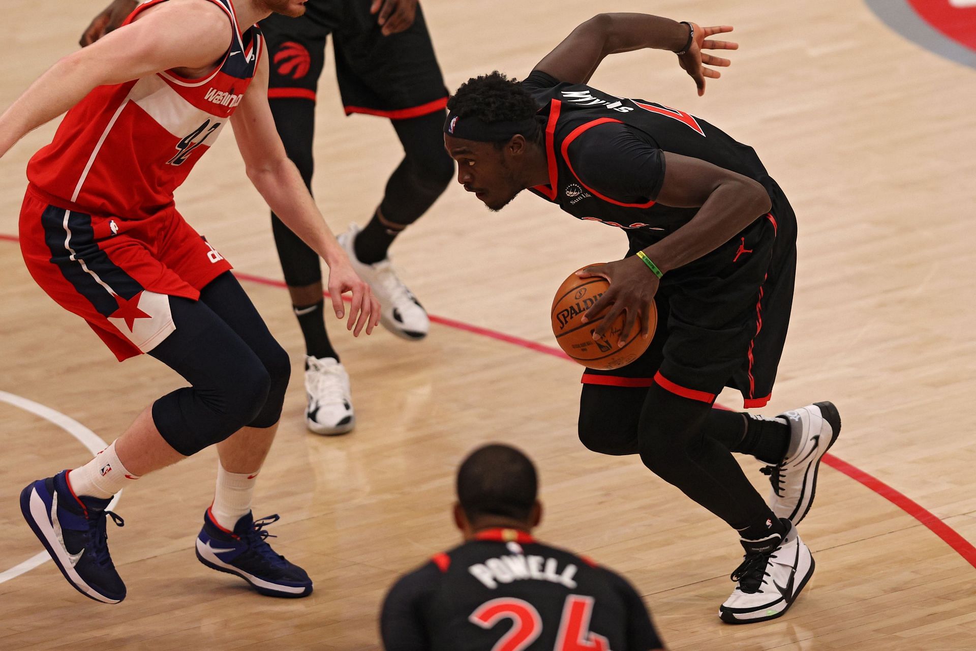 Pascal Siakam #43 of the Toronto Raptors dribbles the ball against the Washington Wizards