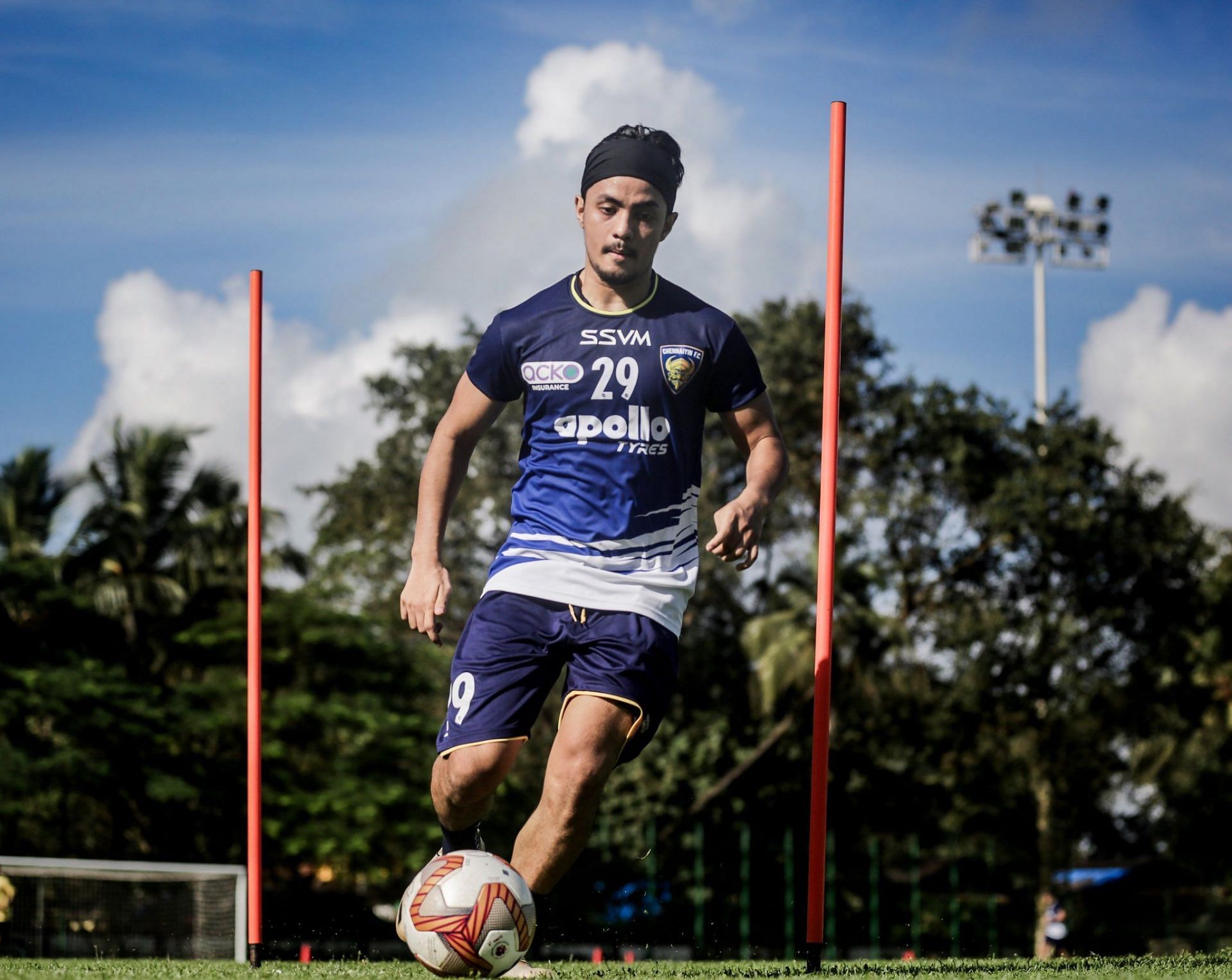 Aman Chetri in action for CFC during a training session - Image Courtesy: Chennaiyin FC Twitter