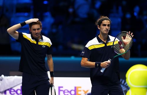 Nicolas Mahut (L) and Pierre-Hugues Herbert (R) at the 2021 Nitto ATP World Tour Finals