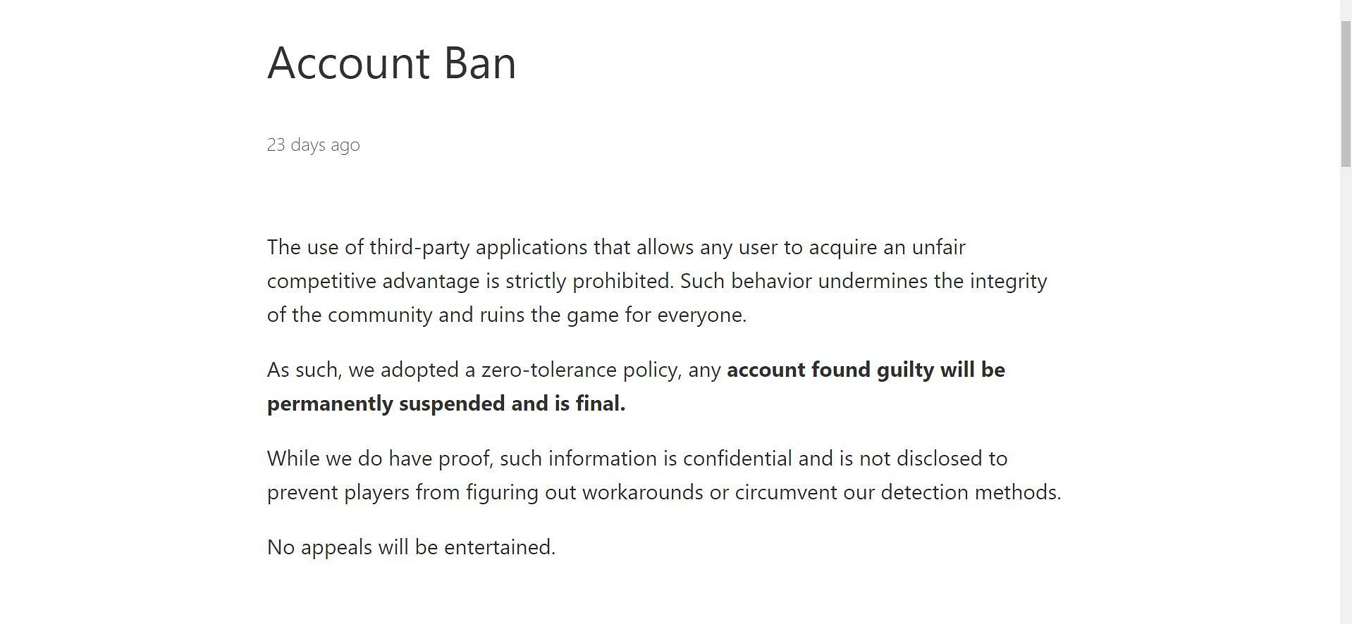 Once accounts are banned, appeal will not be entertained (Image via Free Fire)