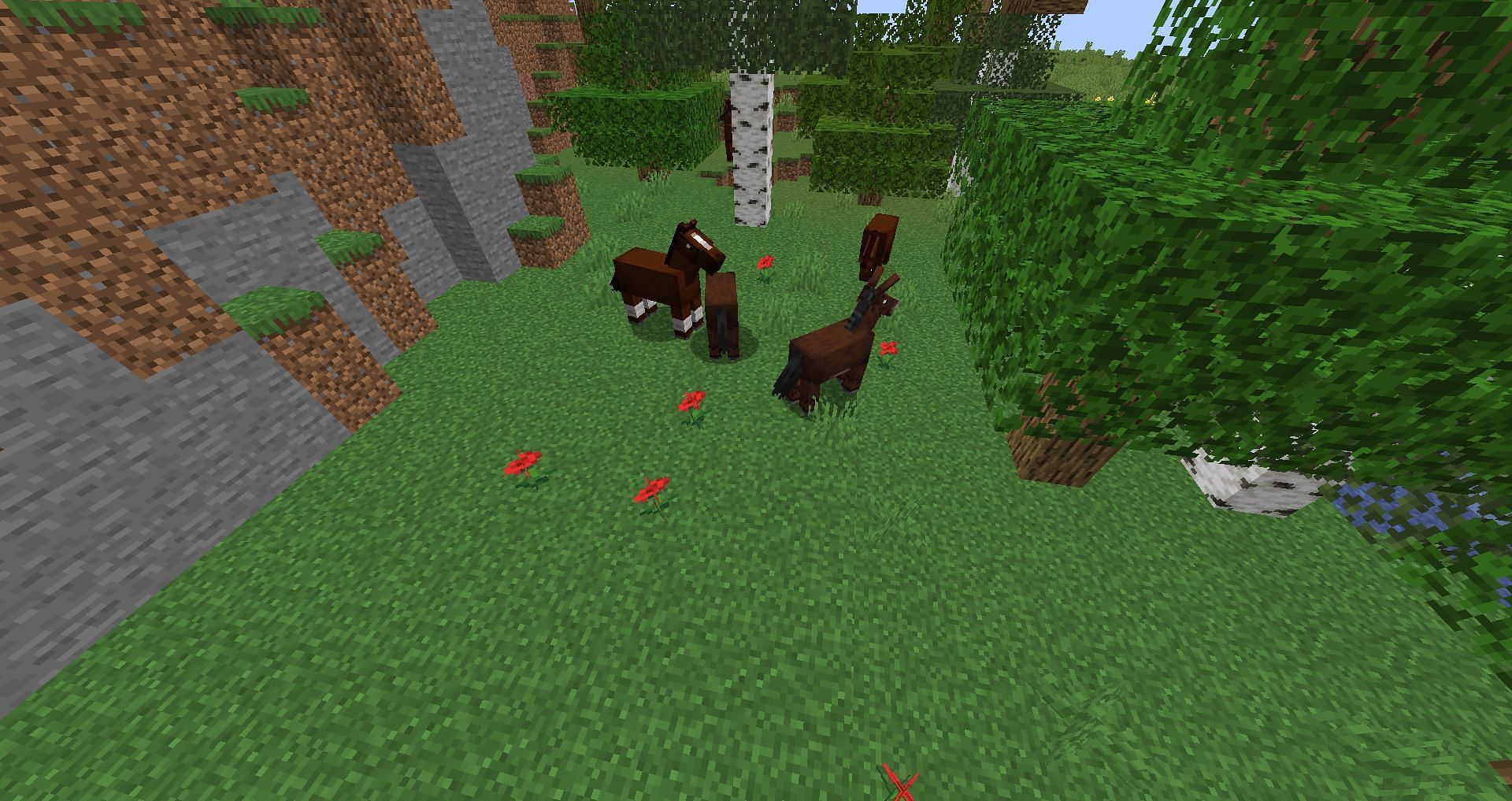 Mules with Horses (Image via Minecraft)