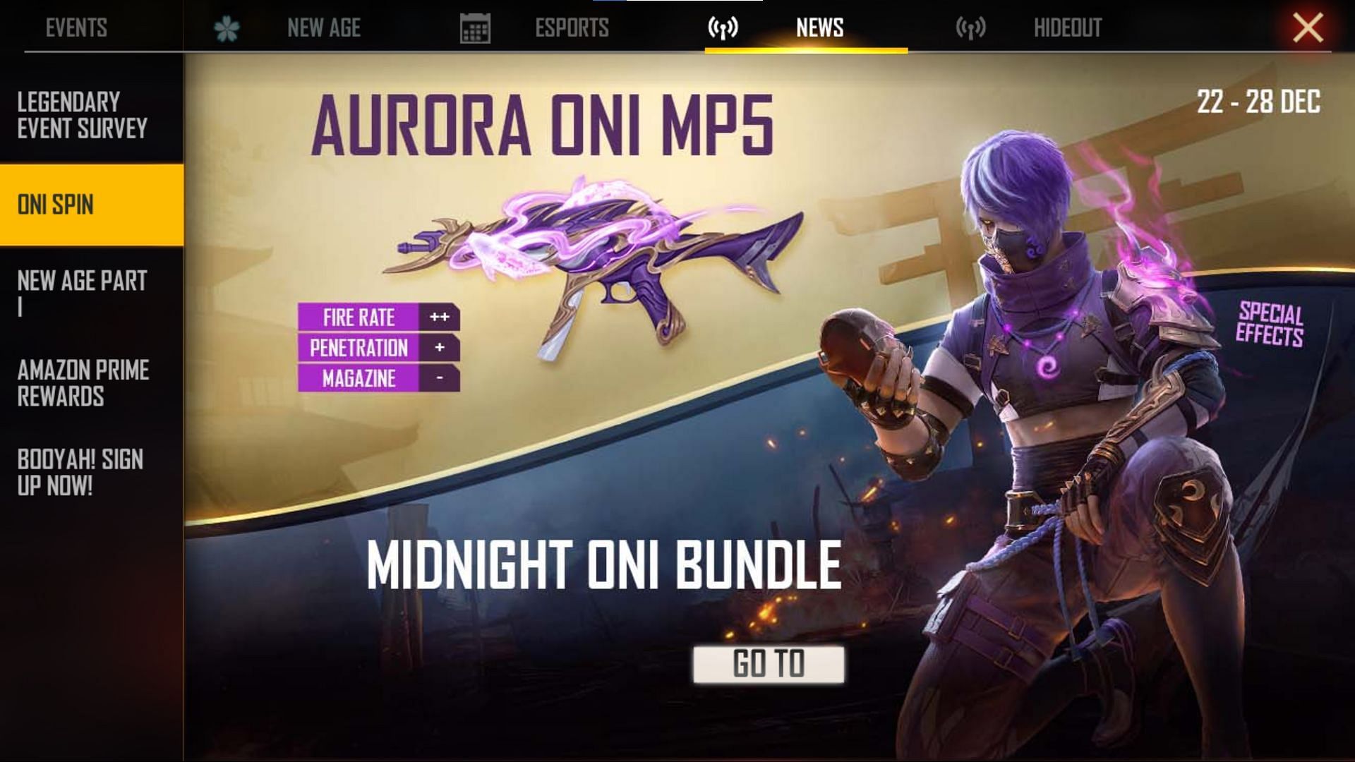 At present users can access the event from the news tab (Image via Free Fire)