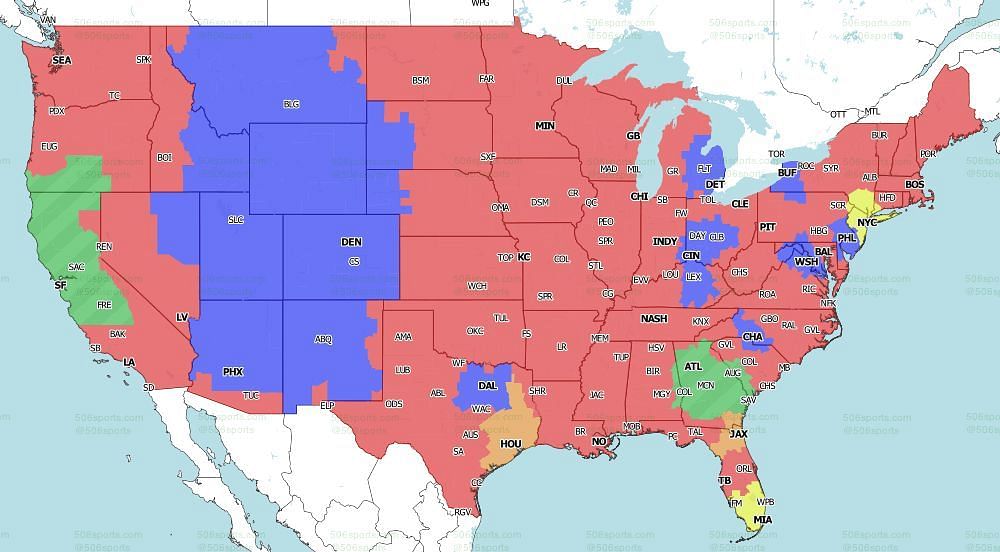 CBS Coverage Map for the games of Week 15