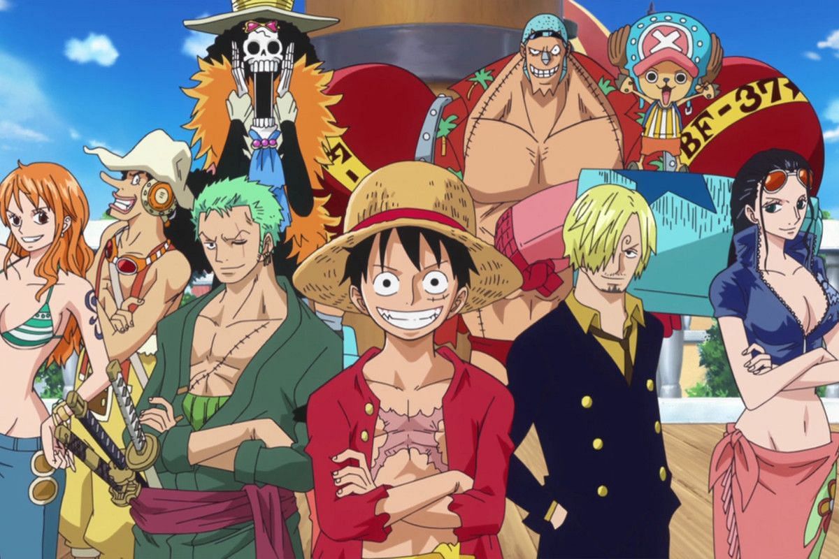 The Straw Hats as seen in their post-timeskip outfits. (Image via Toei Animation)