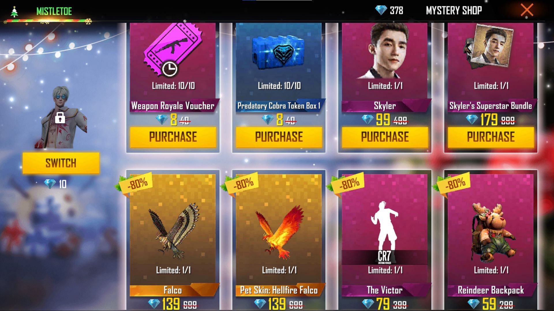 Events like Mystery Shop provide items at discount (Image via Free Fire)