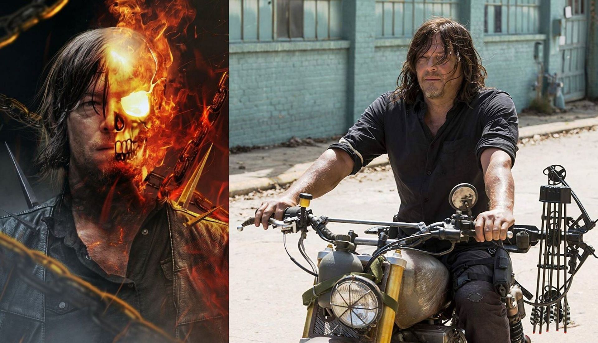 Concept art of Norman Reedus as Ghost Rider (Image via BossLogic/Twitter, and AMC)