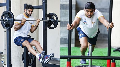 Pardeep Narwal (L) and Nitesh Kumar will play for UP Yoddha in Pro Kabaddi 2021 (Image: Instagram/UP Yoddha)