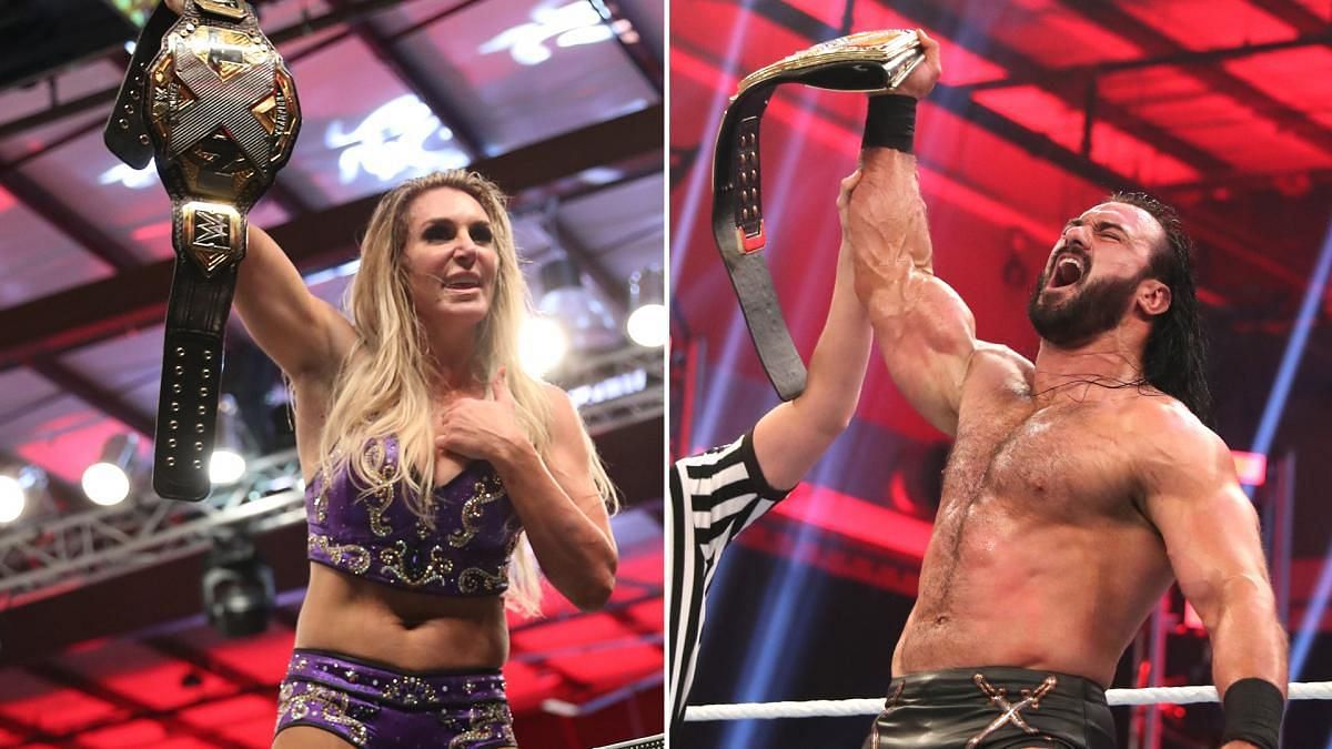 Charlotte Flair and Drew McIntyre in action in Buffalo, NY