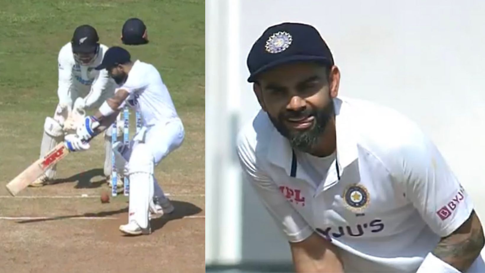 Screengrabs from Virat Kohli&#039;s dismissal in Mumbai.