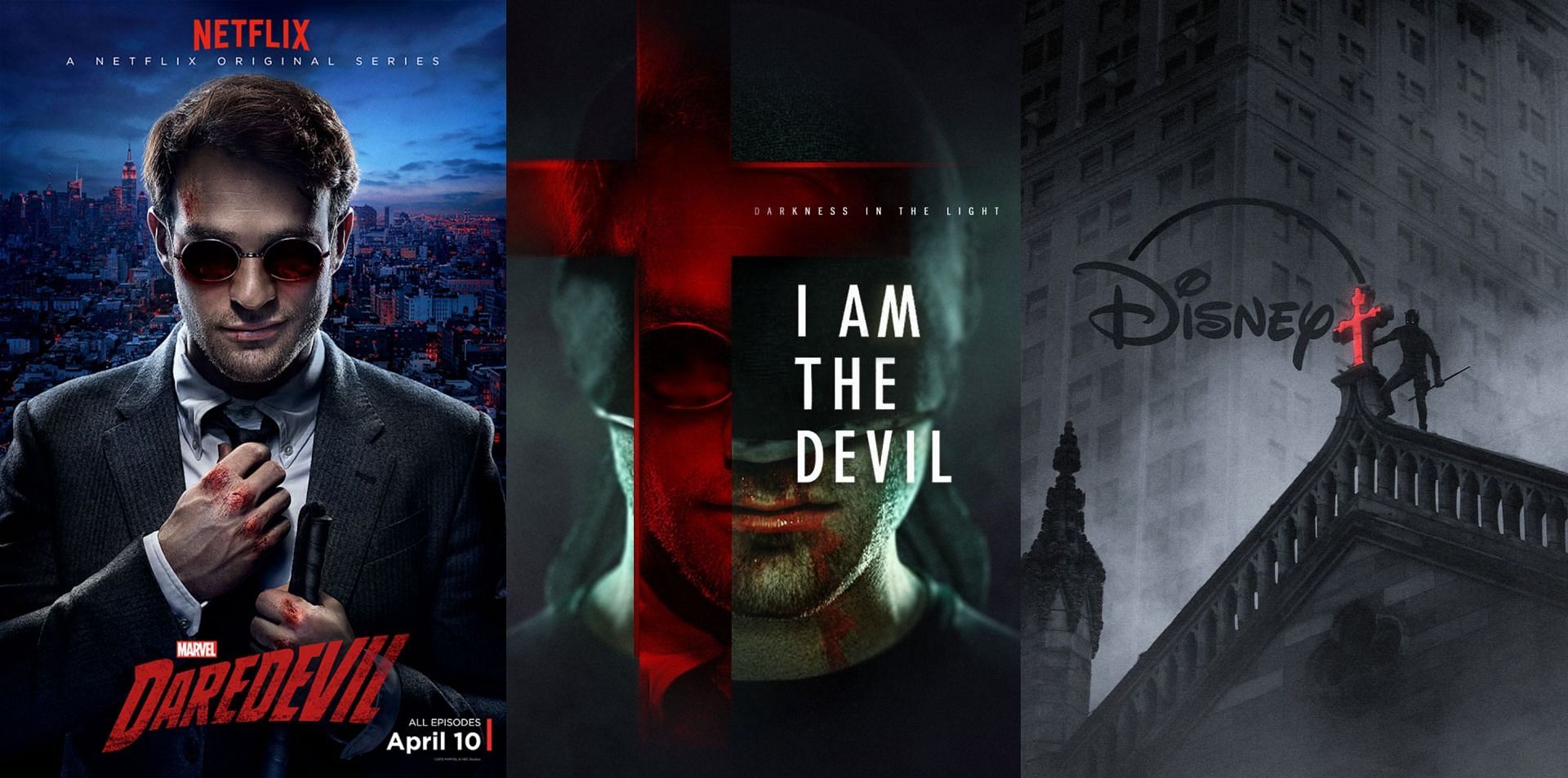 Charlie Cox as Matt Murdock (Image via Marvel Studios, Netflix, and BossLogic/Twitter)