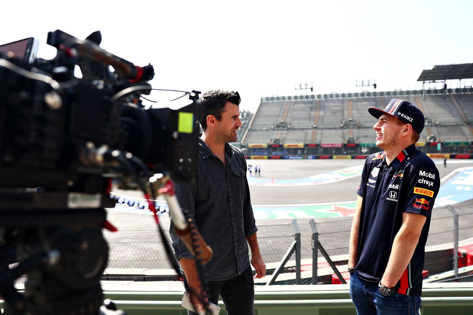 F1 Grand Prix of Mexico - Max Verstappen being interviewed by Steve Jones of Channel 4