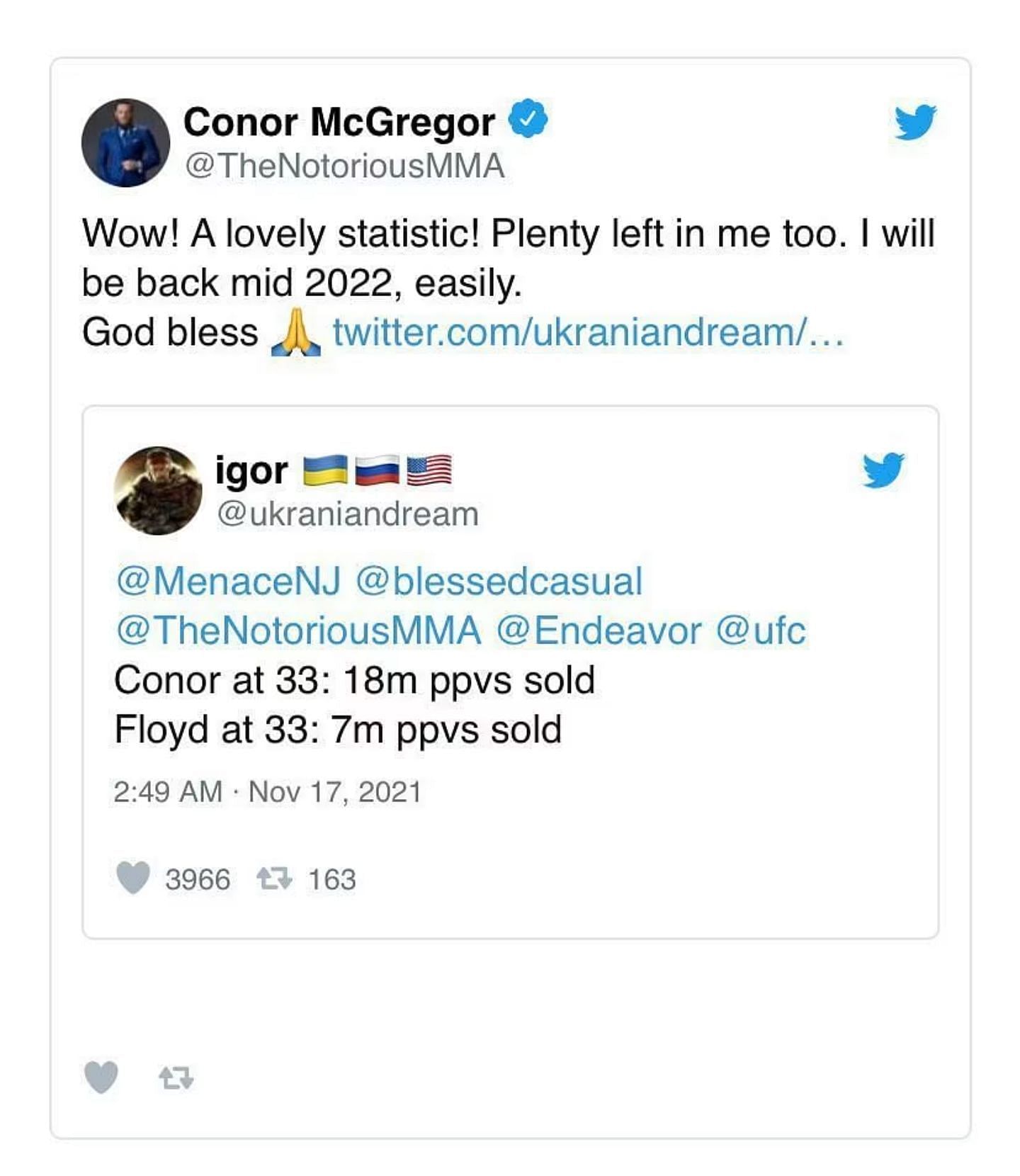 McGregor&#039;s deleted tweet