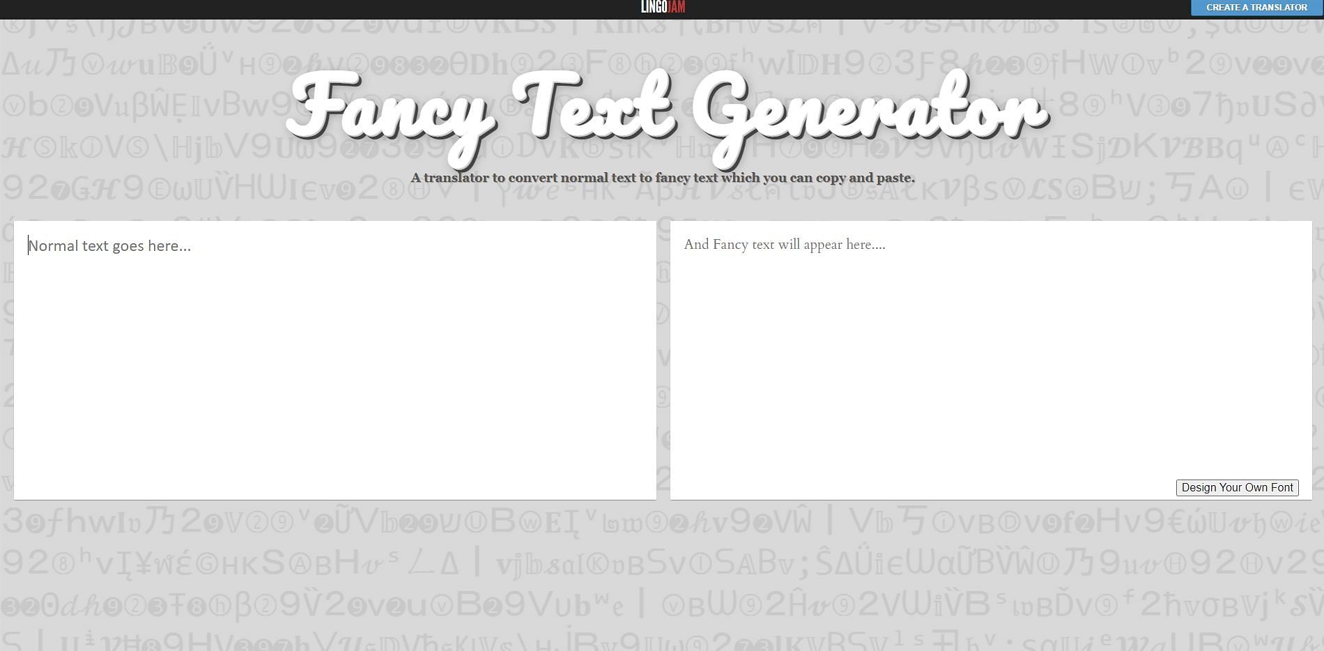 Lingojam offers a fancy text generator (Image via Lingojam)