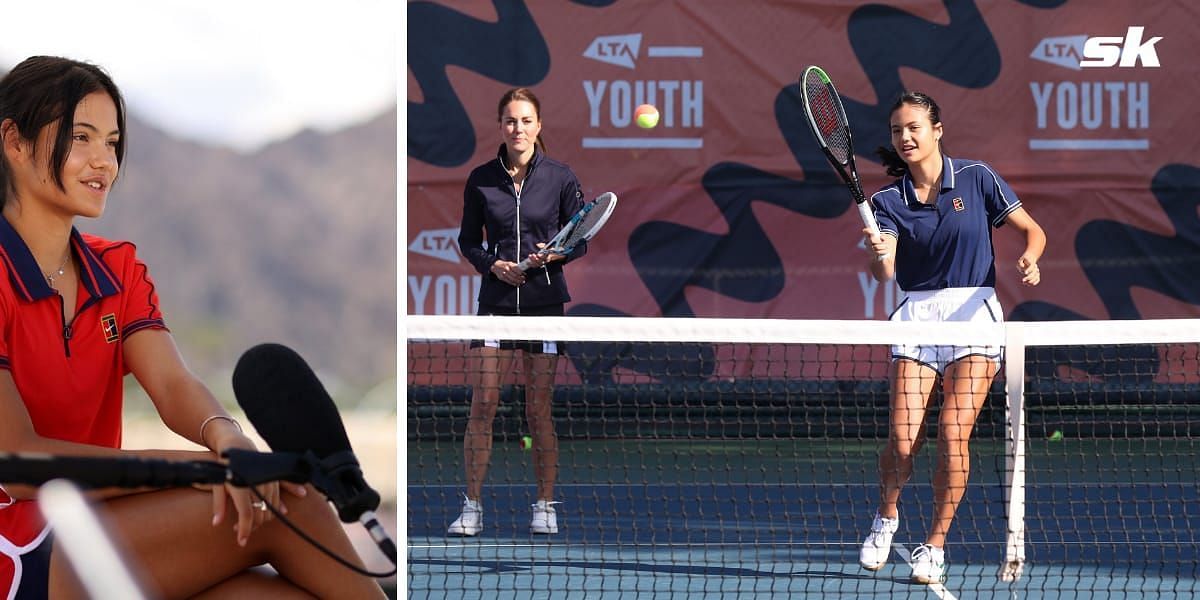 Emma Raducanu and Kate Middleton playing tennis