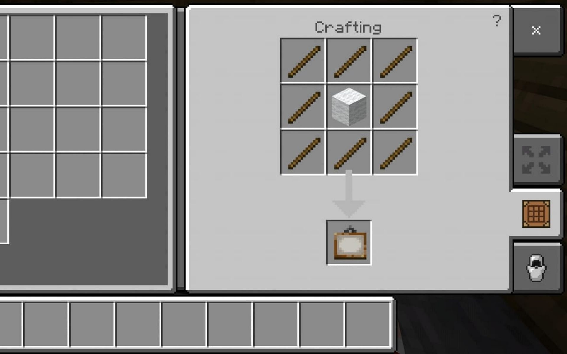 Placing of sticks and wool to create a painting (Image via Minecraft)