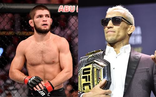 Khabib Nurmagomedov (left); Charles Oliveira (right)