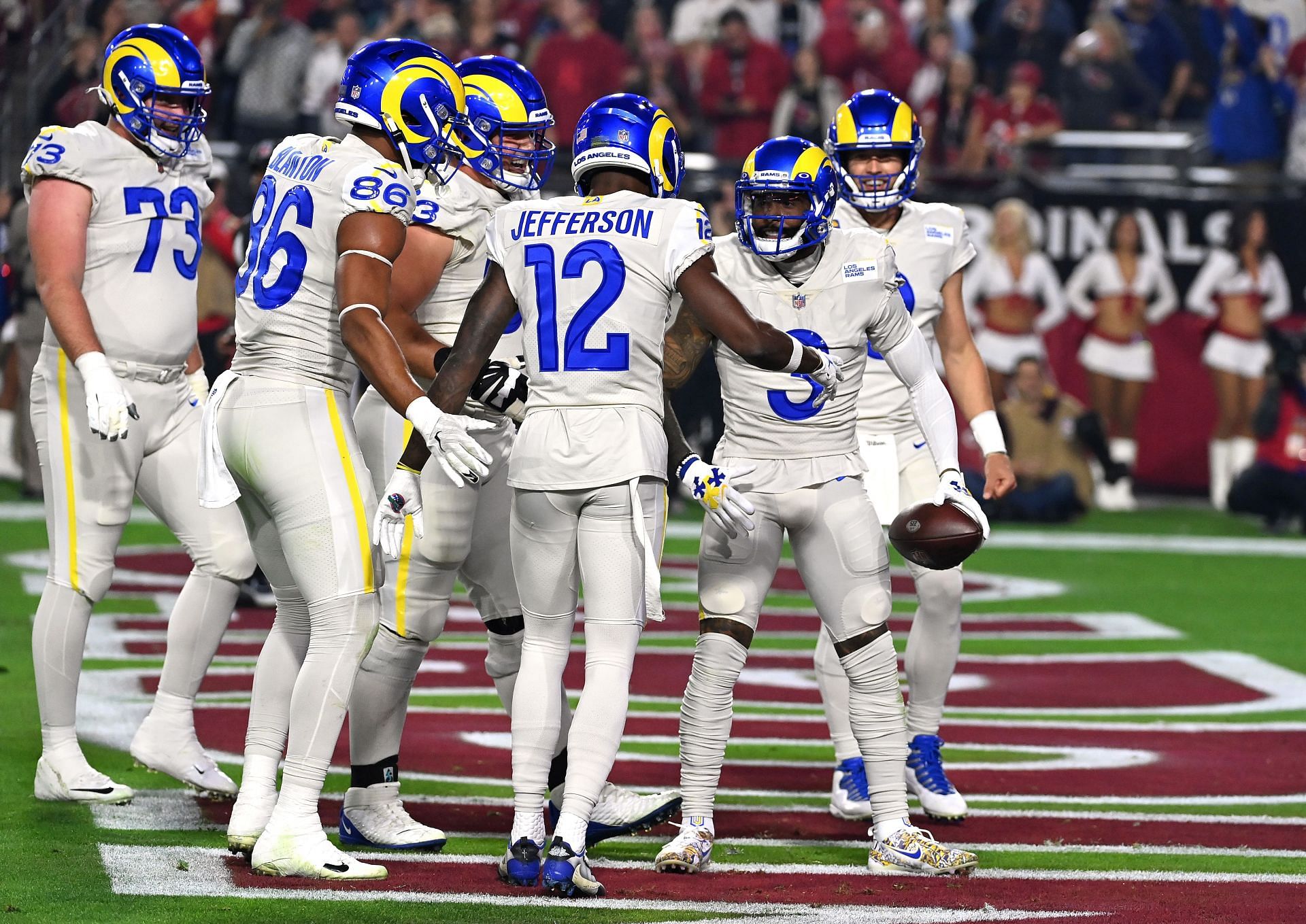 Odell Beckham Jr. celebrates with his teammates after a touchdown in Week 14.