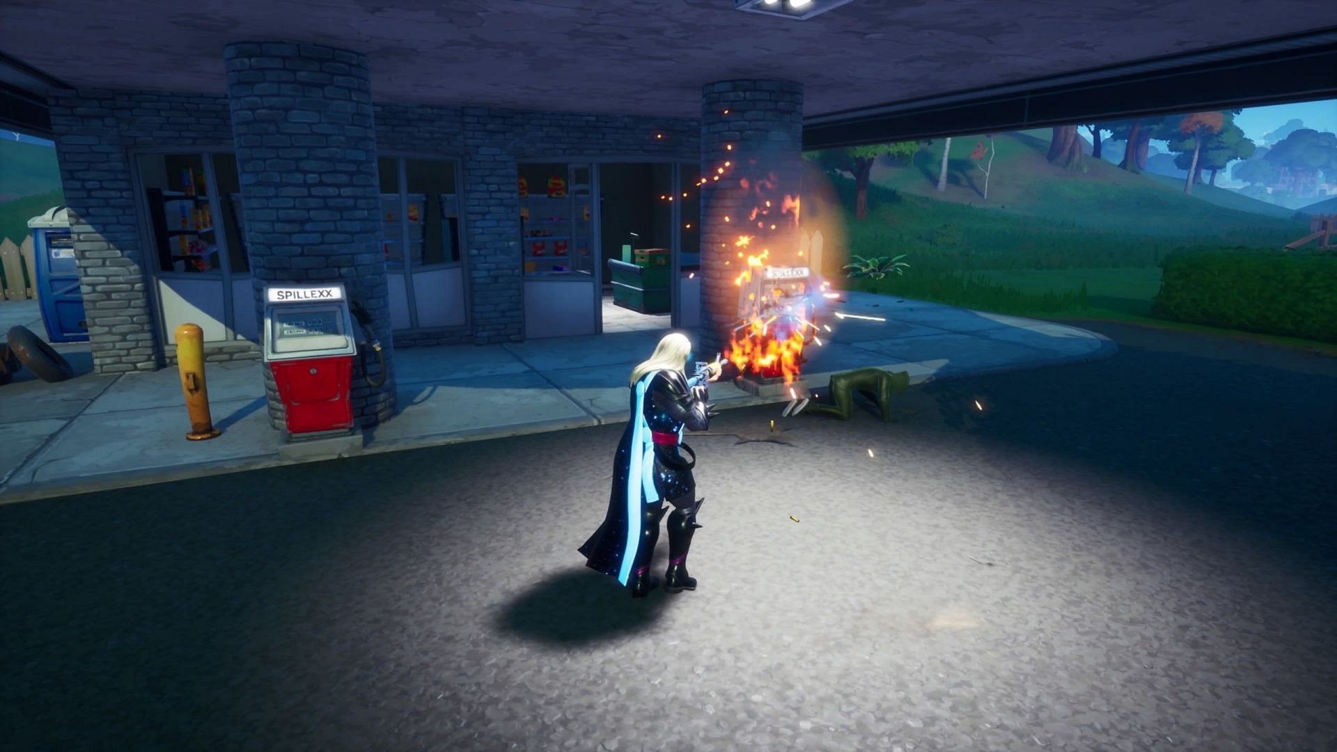 Blow up gas cans and destroy objects to complete Fortnite Chapter 3 Season 1 Week 4 quest and earn XP (Image via Epic Games)