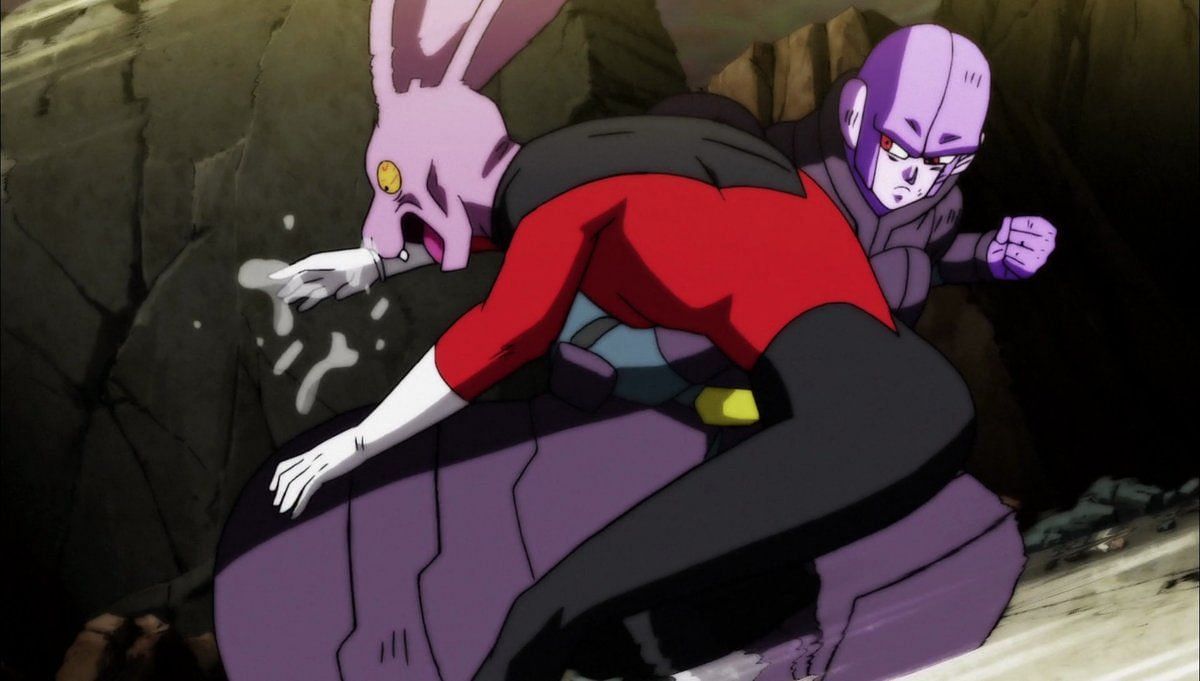Dyspo is attacked by Hit during the Tournament of Power. (Image via Toei Animation)