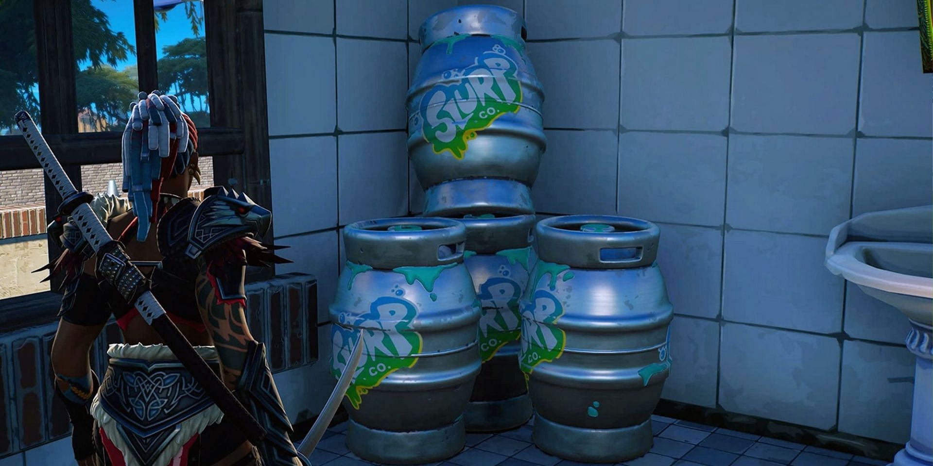 The location has 12 total Slurp Canisters for full shield and then some (Image via Epic Games)