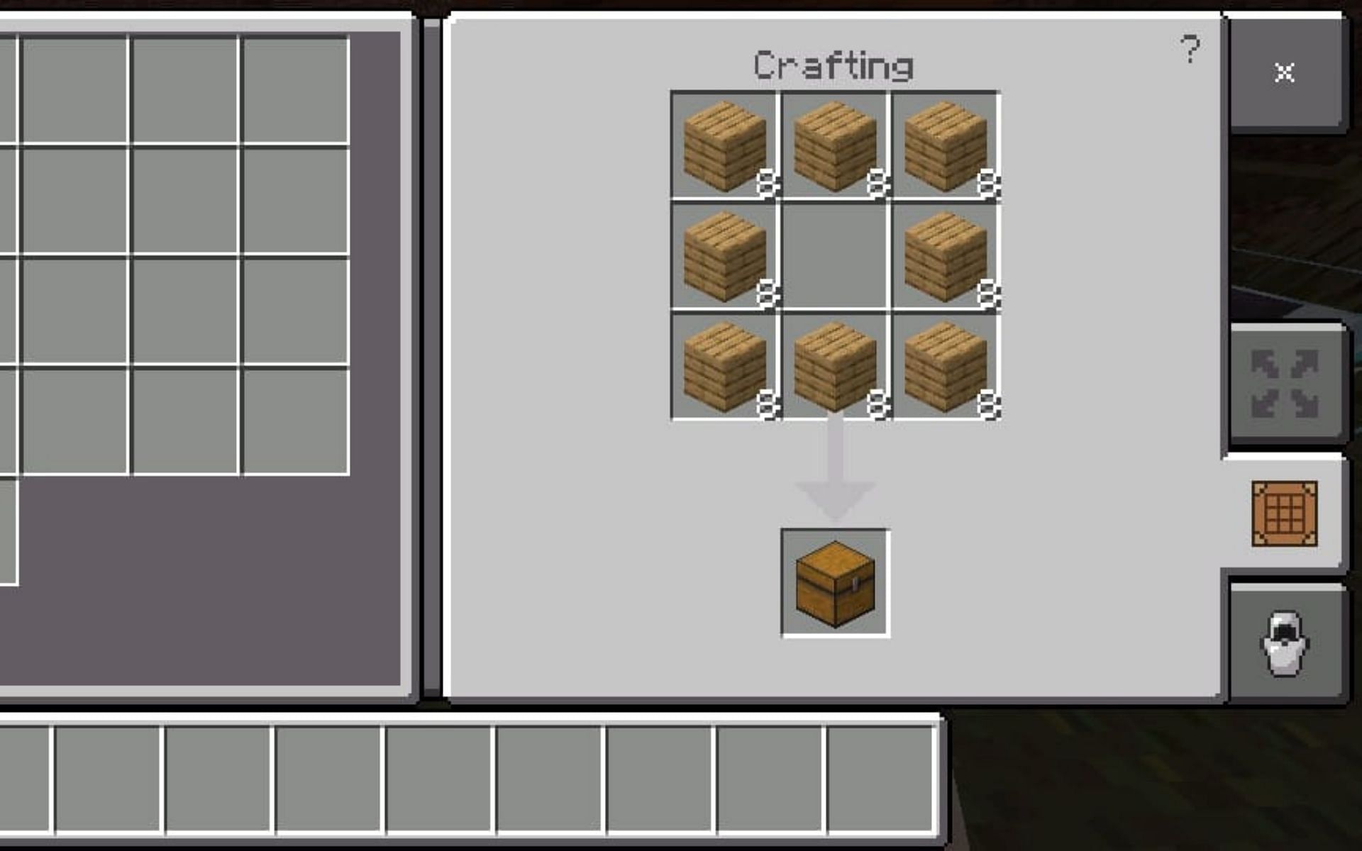 Crafting a chest on a crafting table (Image via Minecraft)