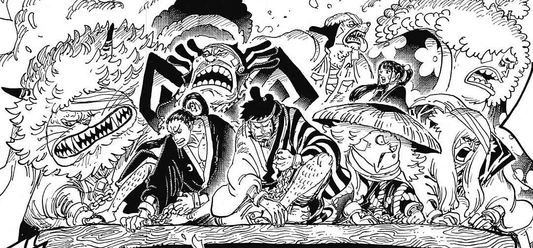 The Akazaya Nine are ready for action in One Piece Episode 1003. (Image via Shueisha Shonen Jump)