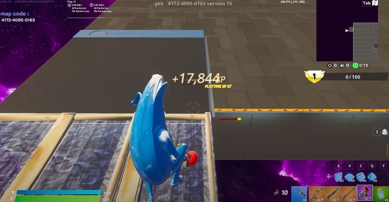 Play a new Creative XP glitch map in Fortnte Chapter 3 Season 1 and earn tons of secret XP and progress on the Season 1 Battle Pass quickly (Image via YouTube/ IBRO)