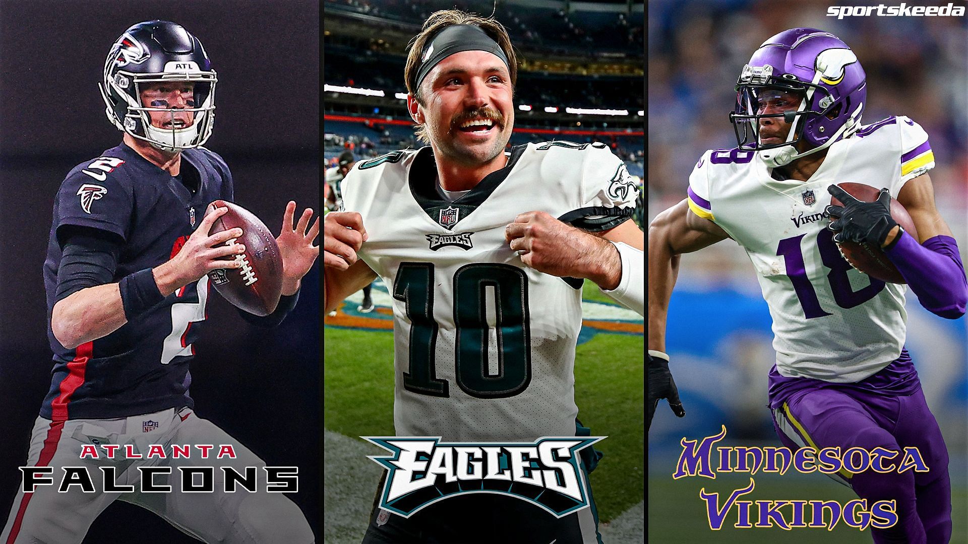 Quarterbacks for the Atlatna Falcons, Philadelphia Eagles, and Minnesota Vikings