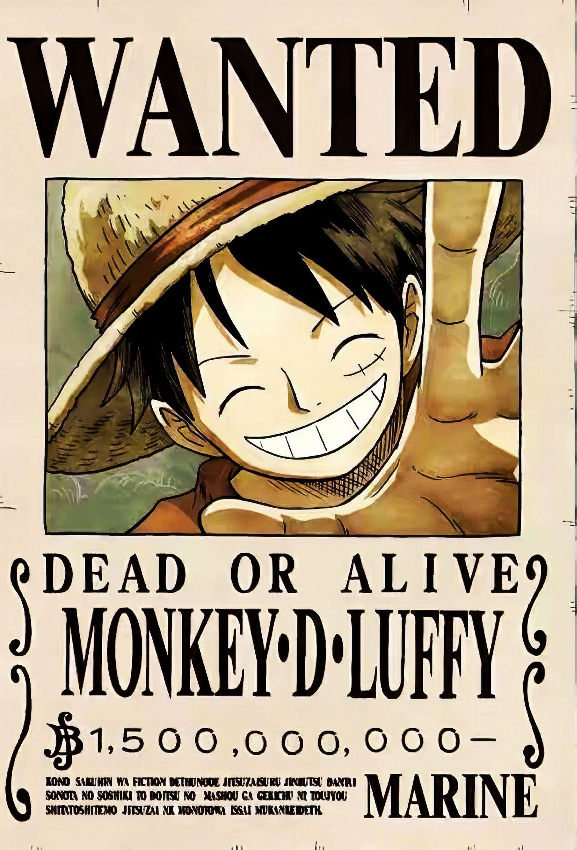 Luffy wanted poster (Image via WallpaperAccess)