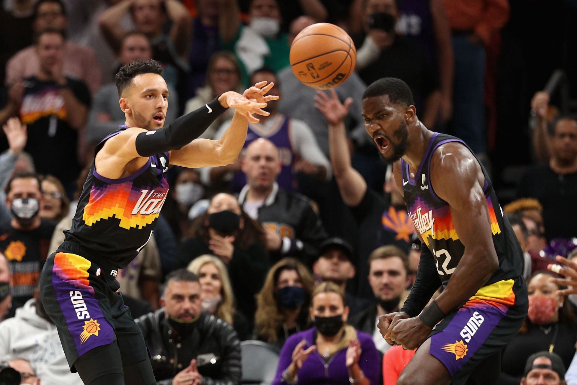 Landry Shamet and DeAndre Ayton of the Phoenix Suns.