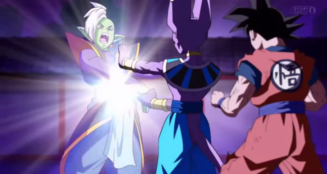 Zamasu has Hakai energy used on him to successfully destroy him. (Image via Toei Animation)