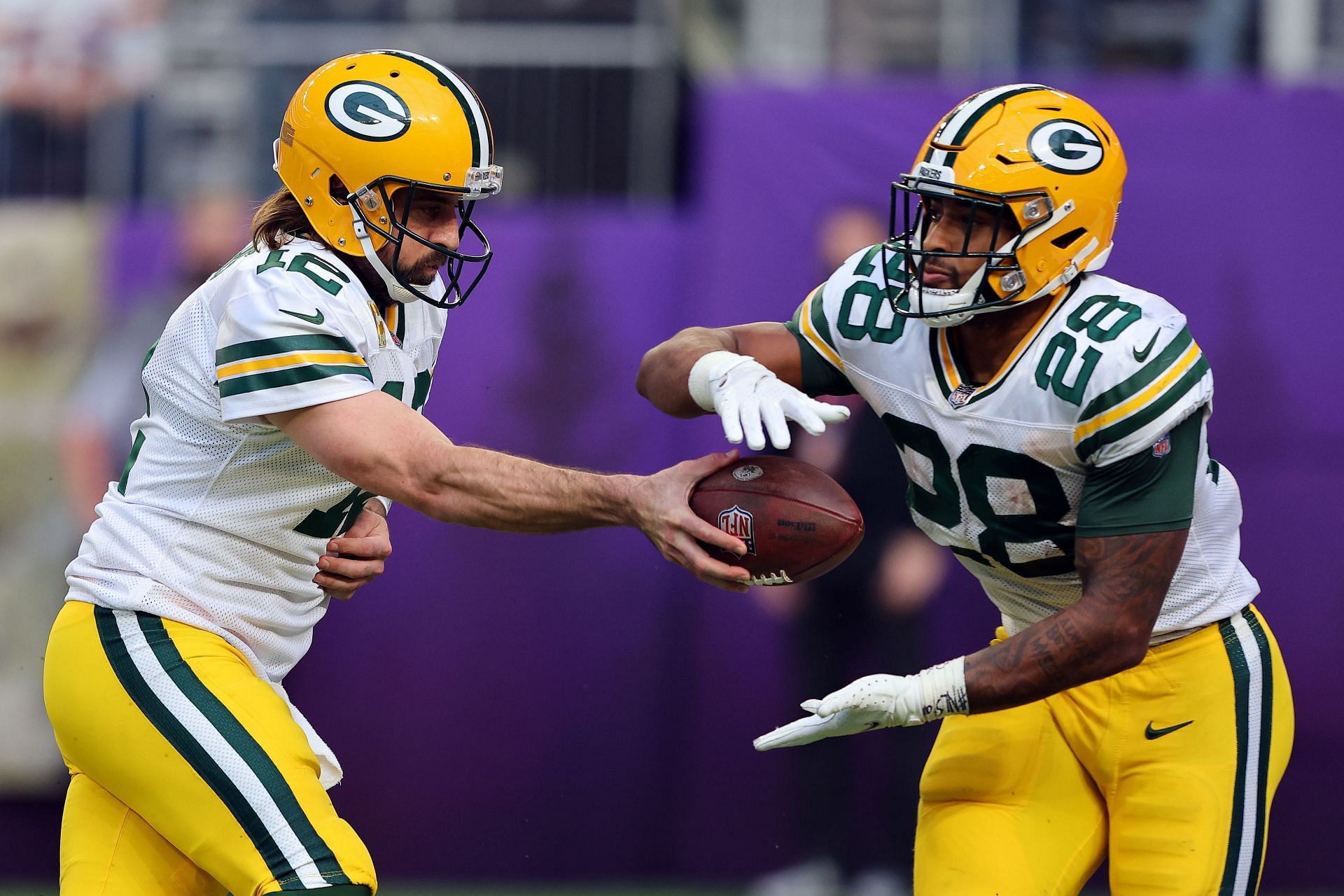Green Bay Packers Aaron Rodgers and A.J. Dillon
