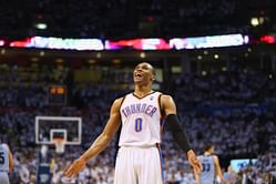 Listing the 3 NBA Playoffs games in which Russell Westbrook has made the highest number of assists in his career