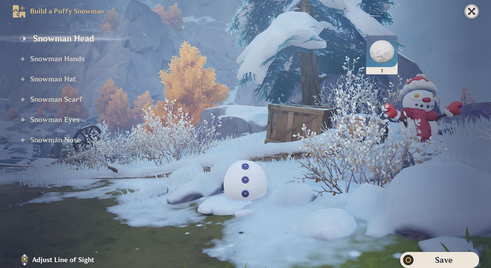 Snowman components are required to build a snowman (Image via Genshin Impact)