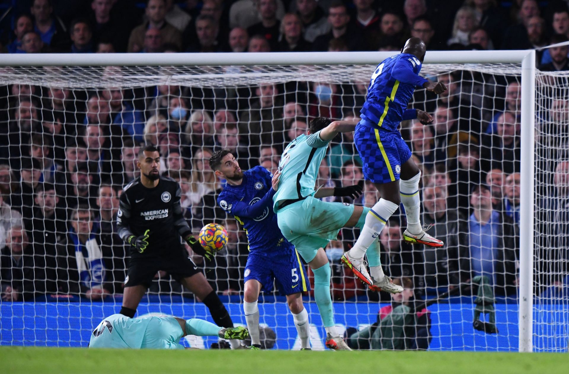 Lukaku (right) bagged Chelsea&#039;s goal with a powerful header in the first half.