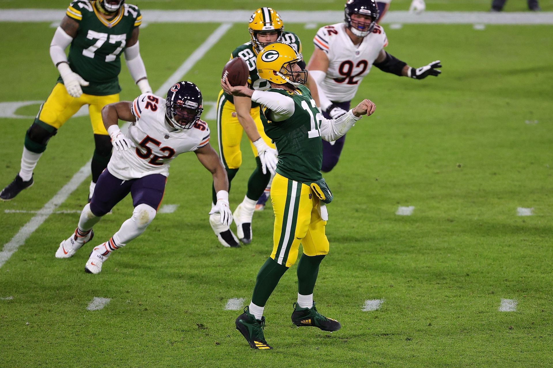 Green Bay Packers QB Aaron Rodgers versus the Chicago Bears