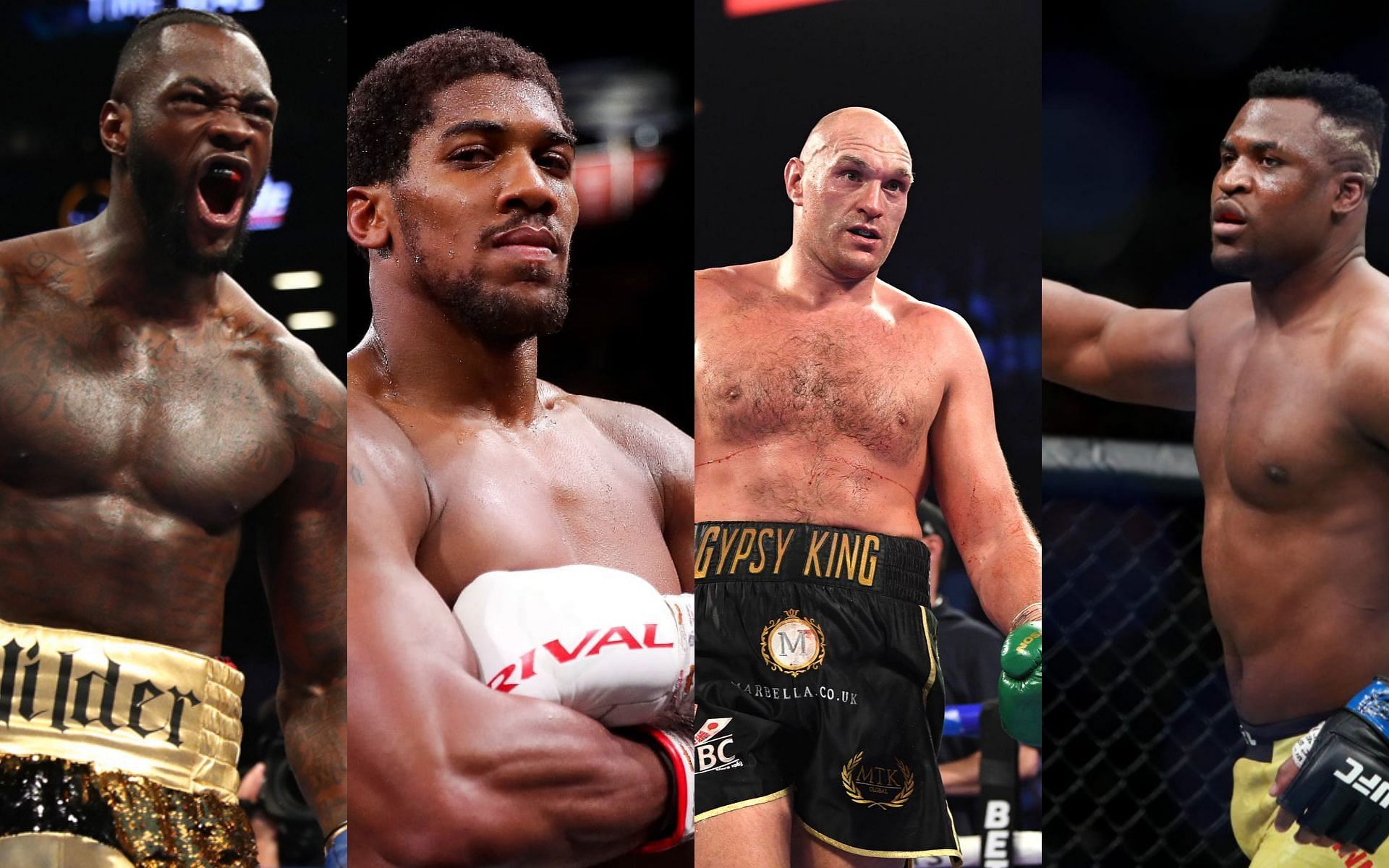 From left to right: Deontay Wilder, Anthony Joshua, Tyson Fury and Francis Ngannou