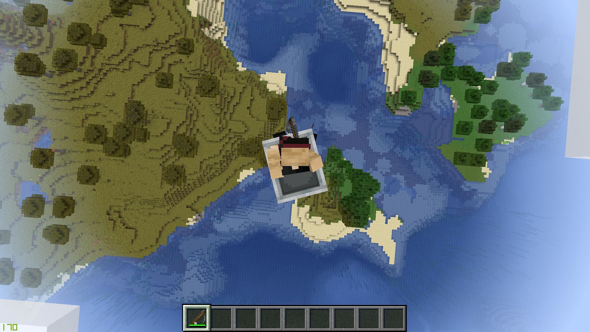 In previous iterations, players could fly while seated with a fishing rod (Image via Mojang)