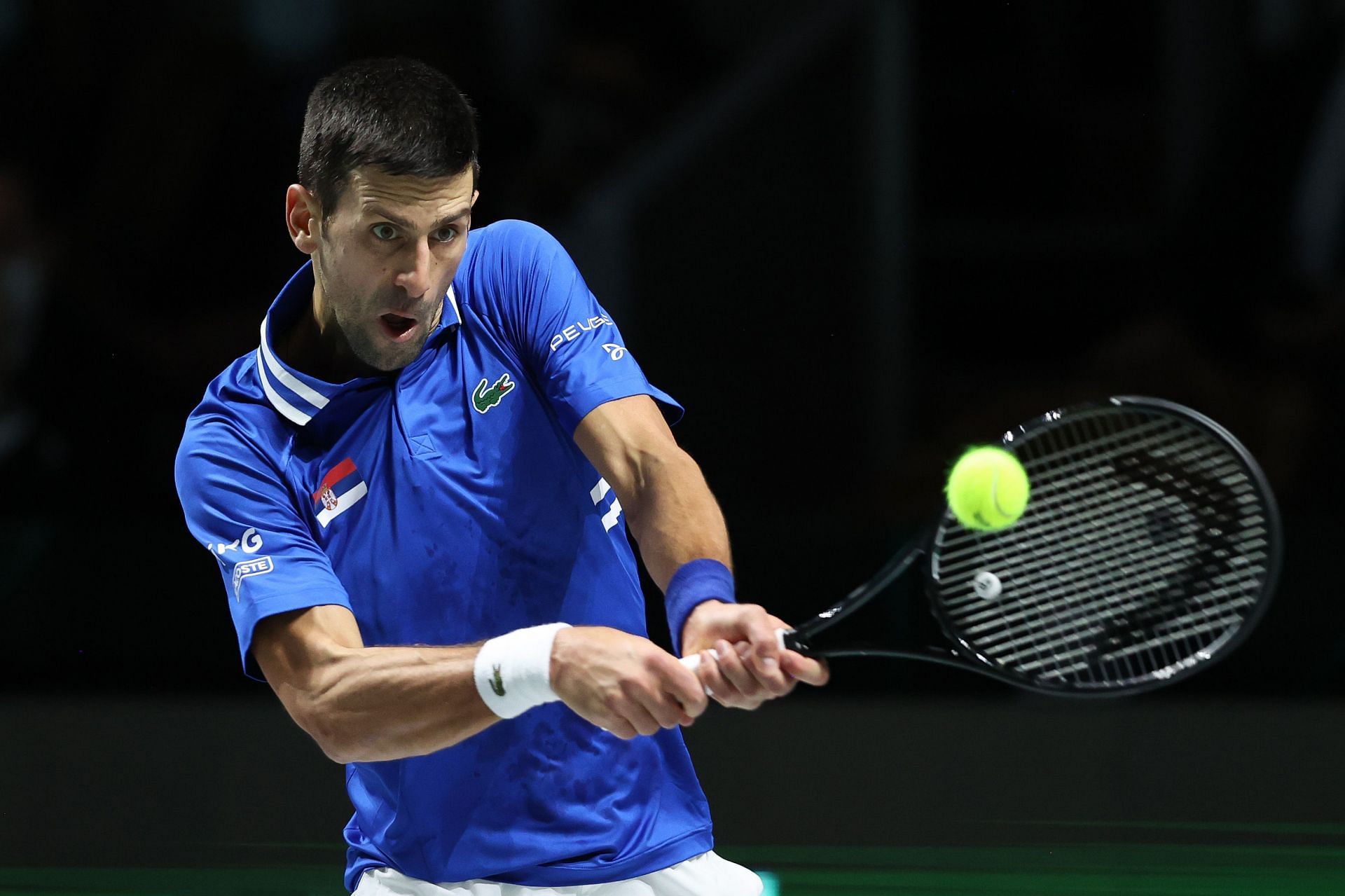 Novak Djokovic in action at the Davis Cup Finals 2021